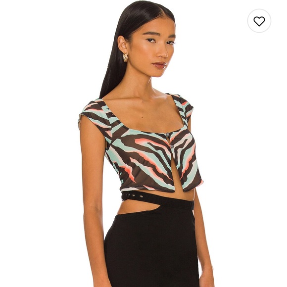 AFRM Revolve Nylah Crop Top in Zebra - Picture 2 of 5